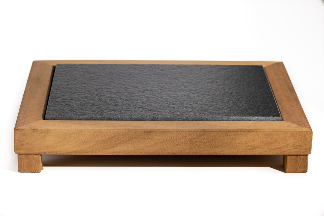 HOT GRANITE STONE WITH IROKO WOOD SUPPORT